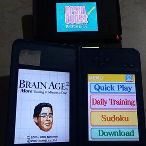 Brain Age 2 + Brain Boost Gamma Bundle Tested Nintendo DS Video Games + Case